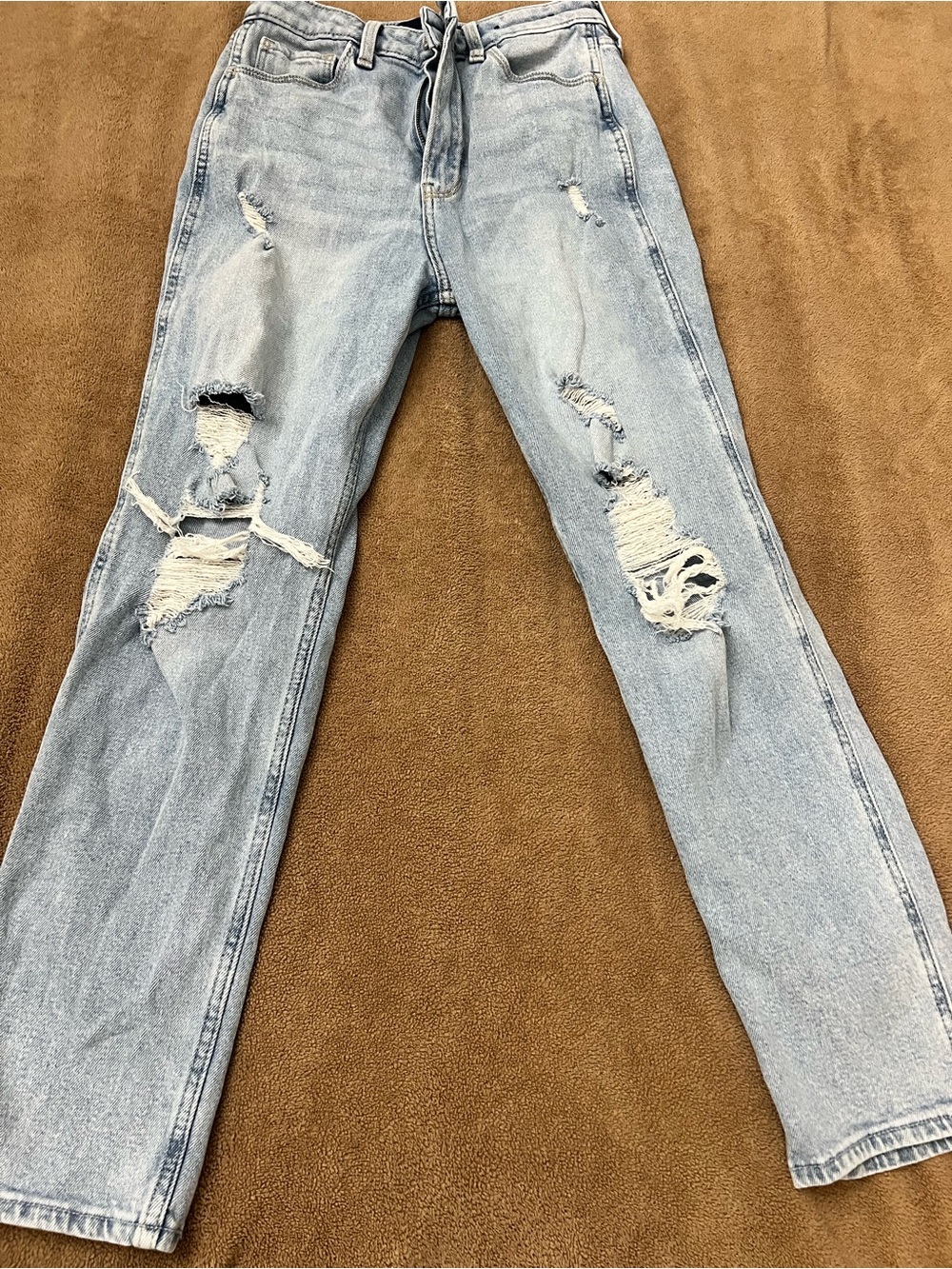 Hollister Light Blue Distressed Straight-Leg Jeans